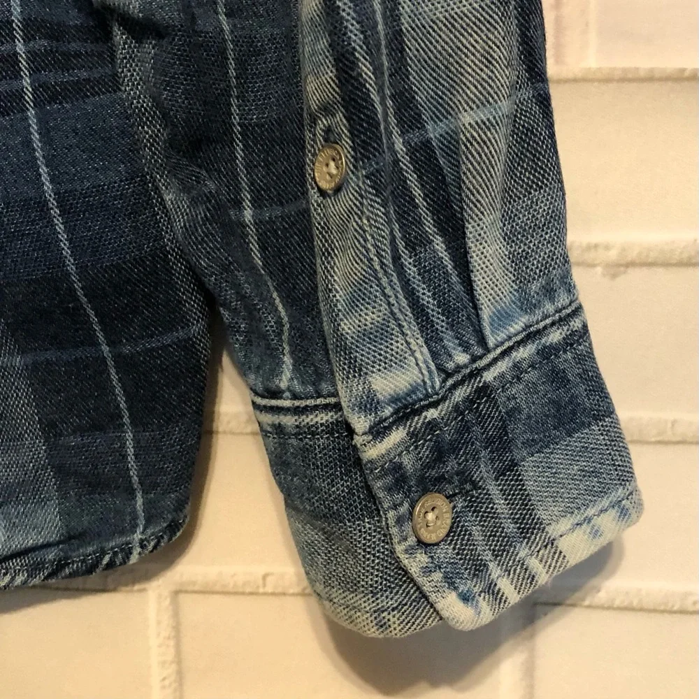 True Religion Men's Blue Slim Flannel Western Button Front Long Sleeve Shirt 2XL - Picture 10 of 12